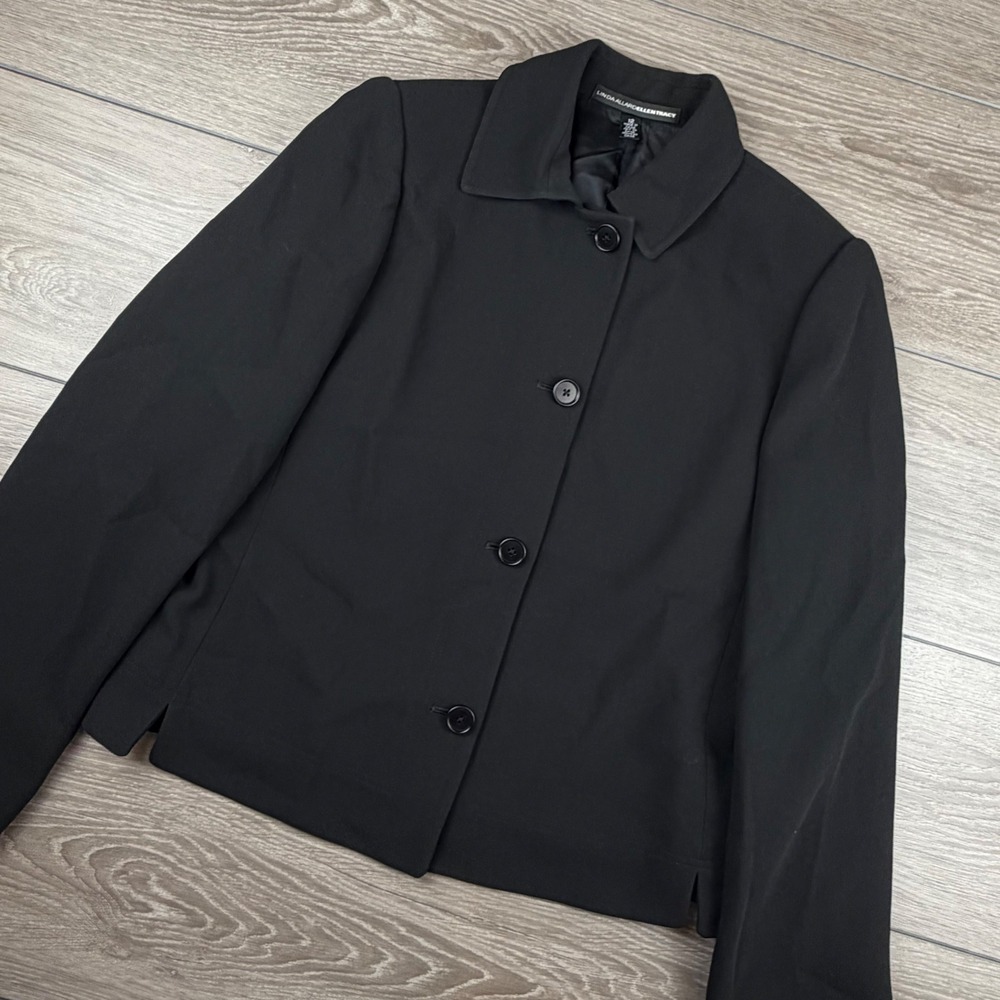 Linda Allard Ellen Tracy Womens Blazer Jacket Button Up Black Size 12